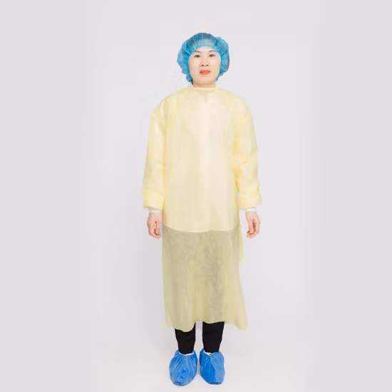 医療用防水/プラスチック CPE/ポリ/PE/スクラブ/手術/PP/SMS 不織布使い捨て保護隔離手術用ガウン 医師/外科医/患者/訪問者/Mavogel 用